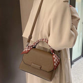 Women's Designer Cross Body Bag - Chic Cross-Shaped Shoulder Bag in Genuine Leather, Small Square Design, Lightweight for